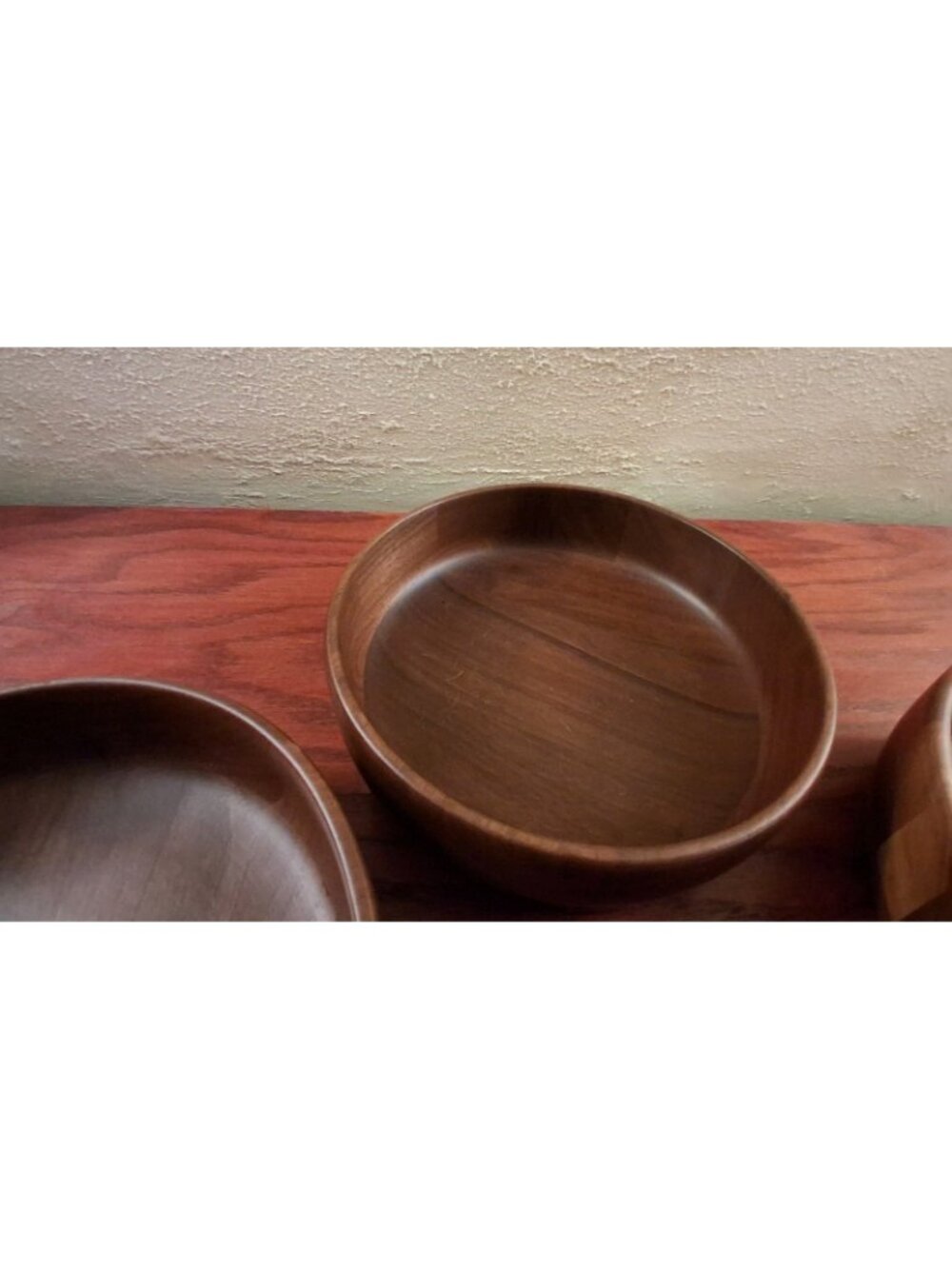 Mid Century Modern Black Walnut Wood Salad Bowls Set 4 MCM Vintage Kustom Kraft - Picture 4 of 8